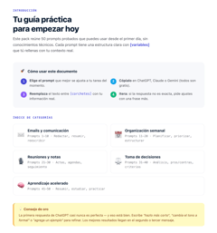 Pack de 50 prompts para productividad con ChatGPT