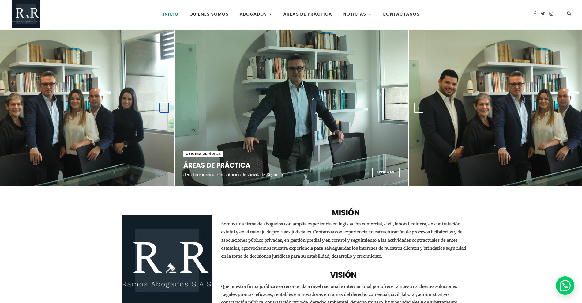 Captura del sitio de Ramos Abogados