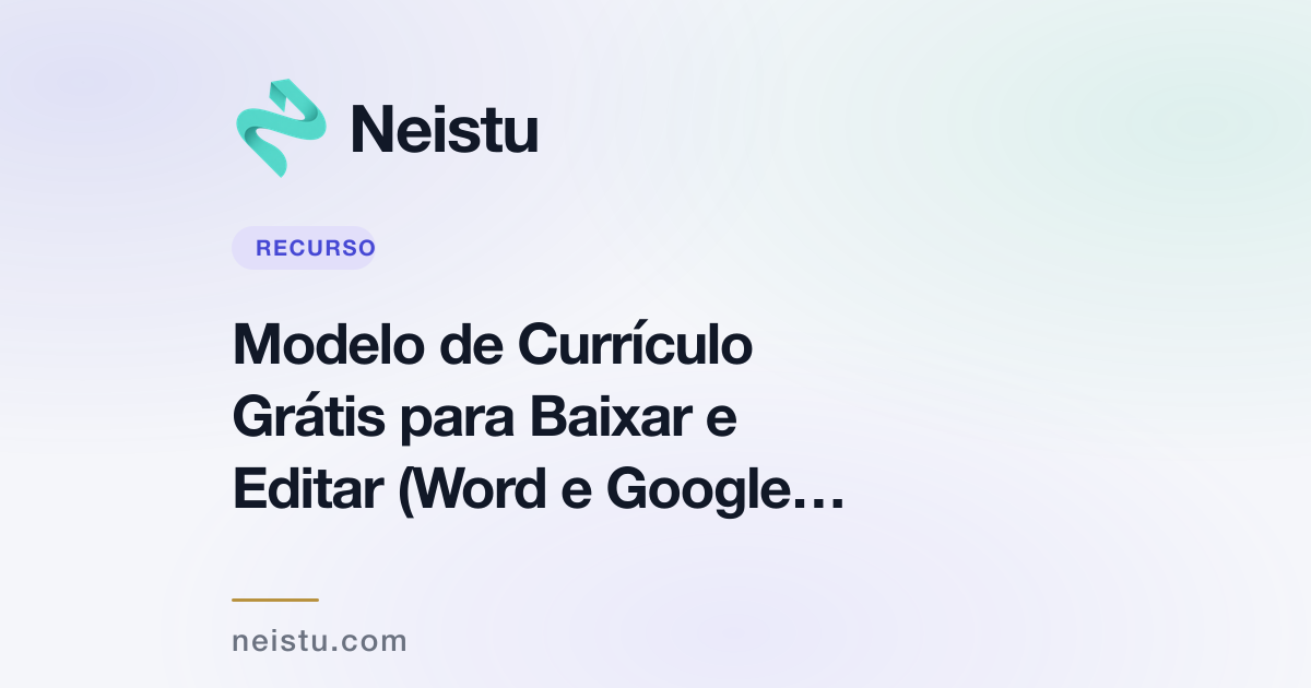 Capa de Modelo de Currículo Grátis para Baixar e Editar (Word e Google Docs)